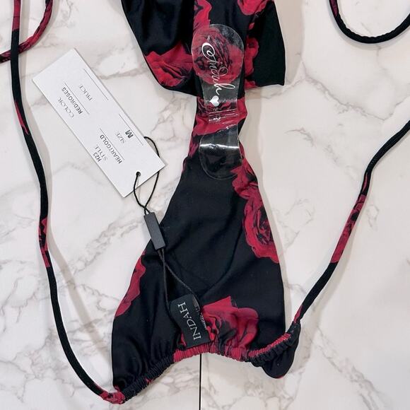 INDAH Heart of Gold Skimpy One Piece Red Roses SZ L $176 - Picture 13 of 13